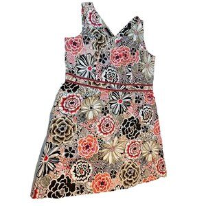 Ashley Stewart Women's Coral Brown Floral Mid Length Tank Top Dress Size 24W